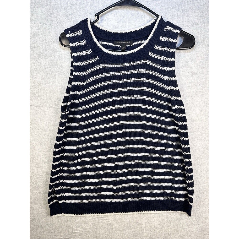 Banana Republic Nautical Striped Loose Knit Sweater Vest Women’s Size Small EUC